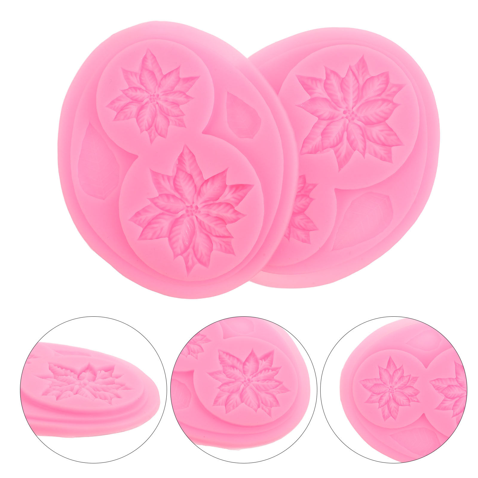Soap Making Silicone Molds - แม่พิมพ์ซิลิโคนลายดอกไม้ 2 ชิ้น สำหรับตกแต่งเค้ก ช็อกโกแลต ฟองดองท์