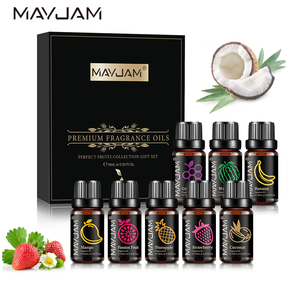 Soap Making Ingredients - MAYJAM น้ํามันหอมระเหยชุด 8 ชิ้นของขวัญกล่องผลไม้ AROMA Oil