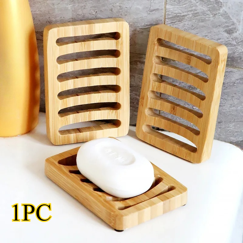 Soap Dish Draining - ถาดใส่สบู่ไม้ไผ่ ป้องกันเชื้อรา พร้อมที่ระบายน้ำ กล่องใส่สบู่ไม้ไผ่ธรรมชาติ อุปกรณ์อาบน้ำ ที่วางสบู่
