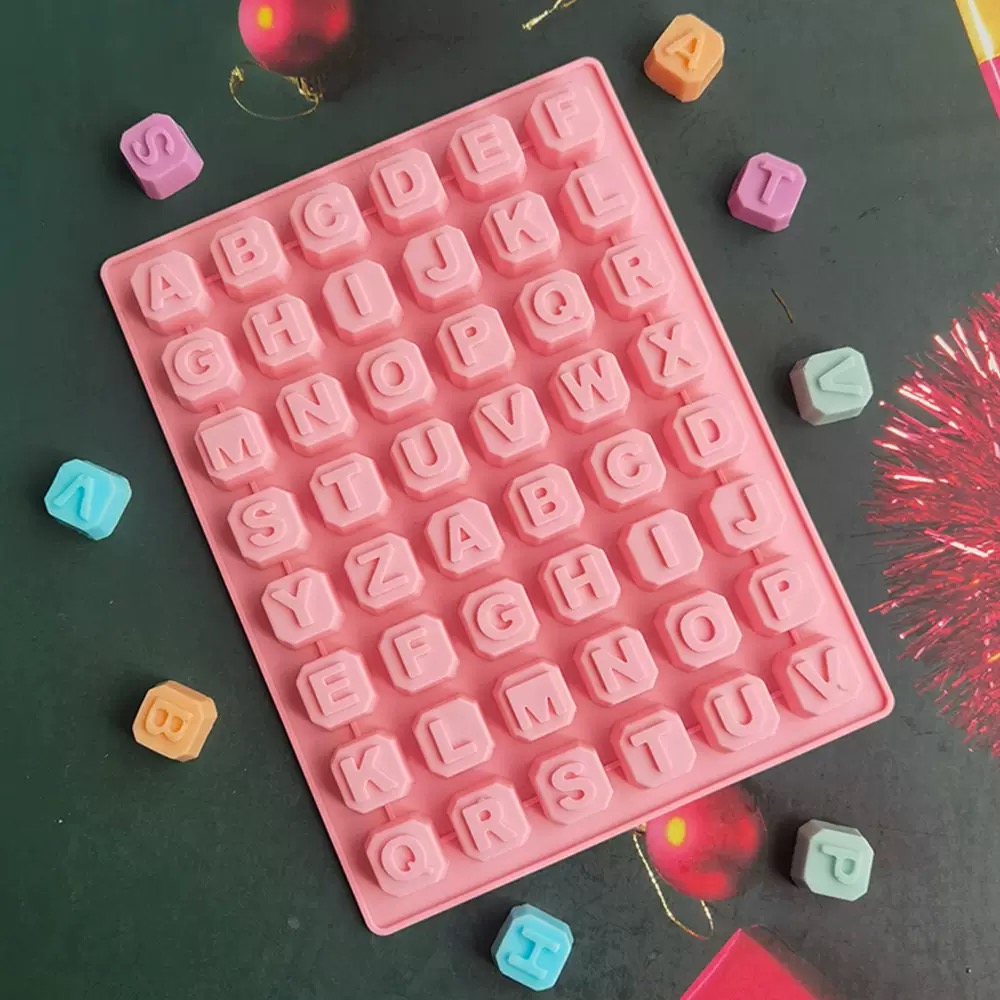Soap Making Silicone Molds - 48 ตัวอักษร Enghish ตัวอักษรตัวอักษรซิลิโคนแม่พิมพ์สบู่แม่พิมพ์เค้ก Cupcake Bakeware