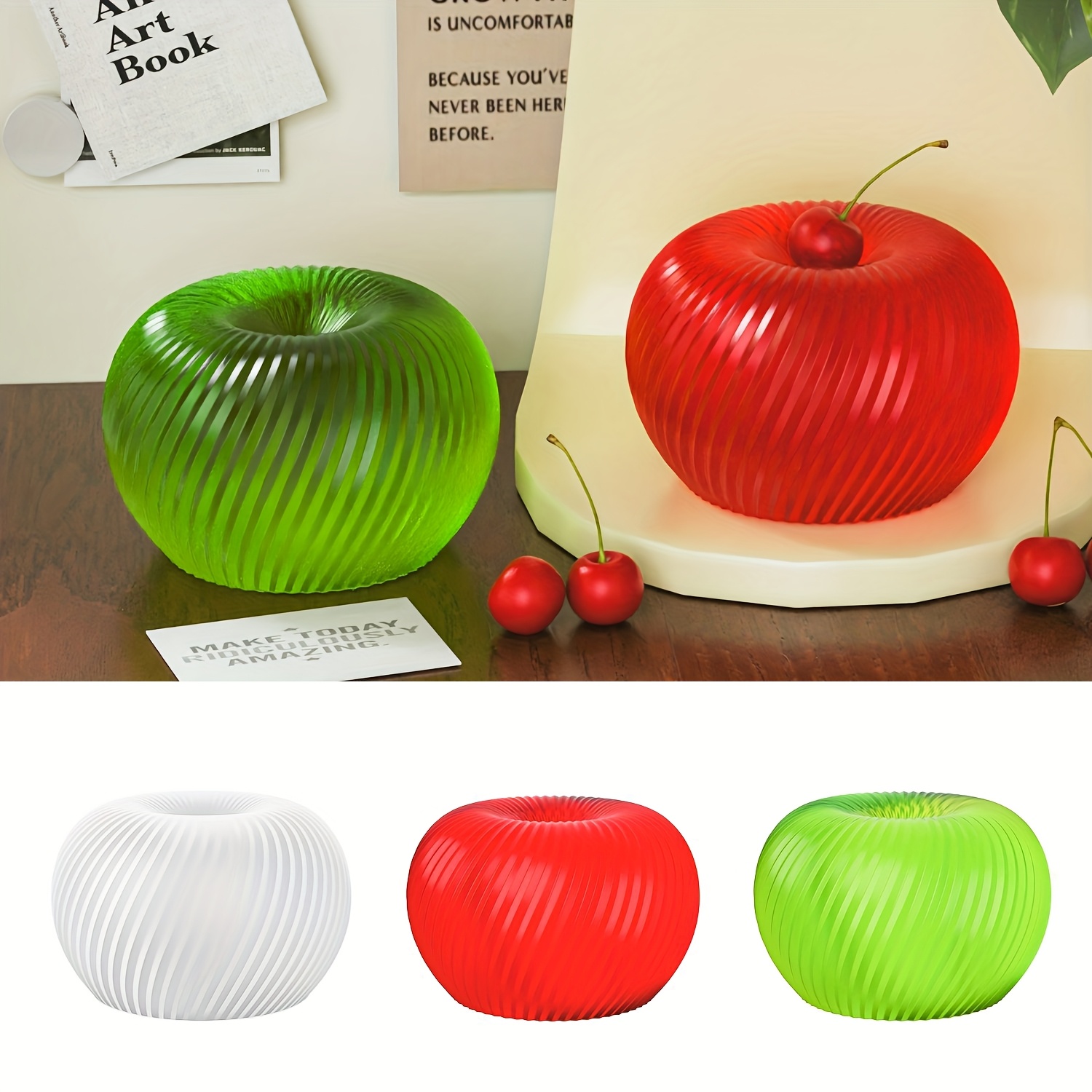 Soap Making Silicone Molds - แม่พิมพ์ซิลิโคนรูปแอปเปิ้ลสีแดงสุดอินเทรนด์ เหมาะสำหรับทำสบู่ เทียน และงานปั้นดินปูน ทำความสะอาดง่าย