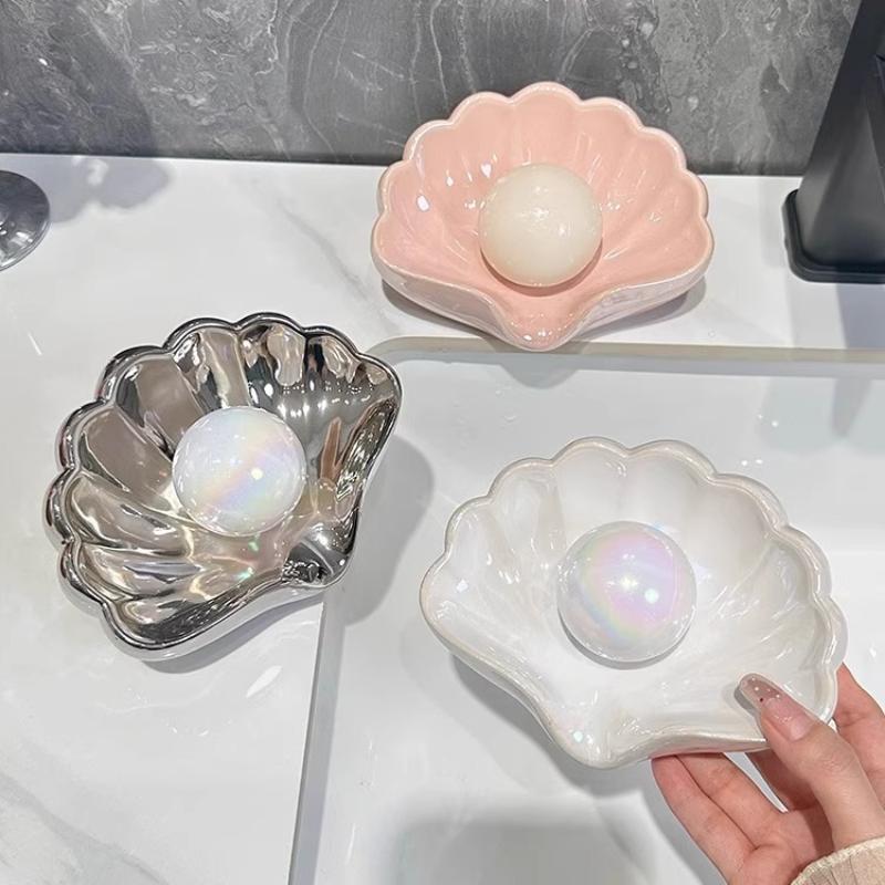 ที่วางสบู่รูปเปลือกหอย 1/2 ชิ้ - Soap Dish Draining บทวิจารณ์และราคา